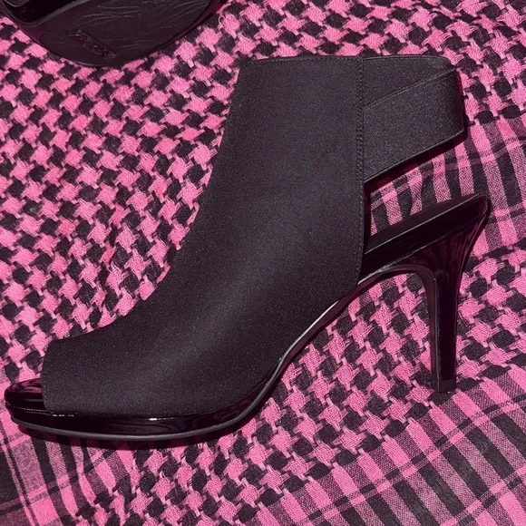 Life Stride Velocity Memory Foam Black Women's Heels Size 9.5 Peep Toe Booties - Picture 6 of 15